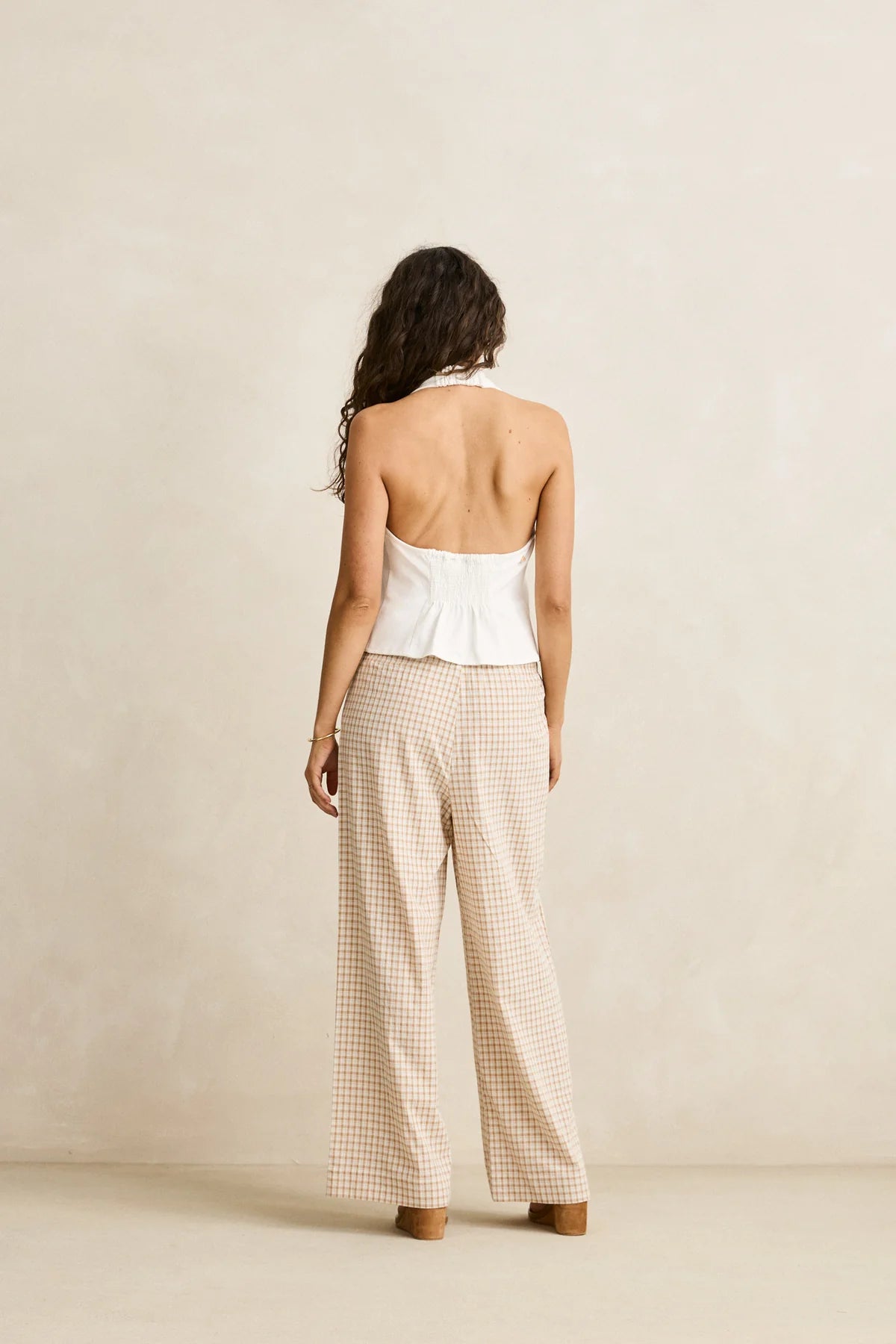 RHYTHM LONDON CHECK BEACH PANT NATURAL