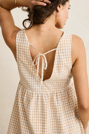 RHYTHM LONDON CHECK MINI DRESS NATURAL