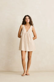 RHYTHM LONDON CHECK MINI DRESS NATURAL