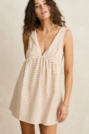 RHYTHM LONDON CHECK MINI DRESS NATURAL