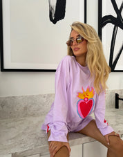 LUNA LANE HEARTS ON FIRE LONG SLEEVE TEE – WOMENS OVERSIZED COTTON LONG SLEEVE