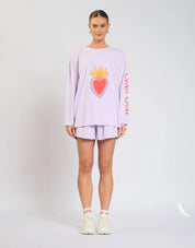 LUNA LANE HEARTS ON FIRE LONG SLEEVE TEE – WOMENS OVERSIZED COTTON LONG SLEEVE
