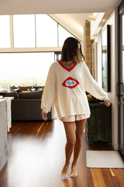 LUNA LANE THE GRLS LONG SLEEVE – WOMENS OVERSIZED V-NECK TOP