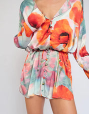 LUNA LANE THE NORA SHIRT DRESS – RESORT 25 – LONG SLEEVE VISCOSE SATIN CREPE PRINT