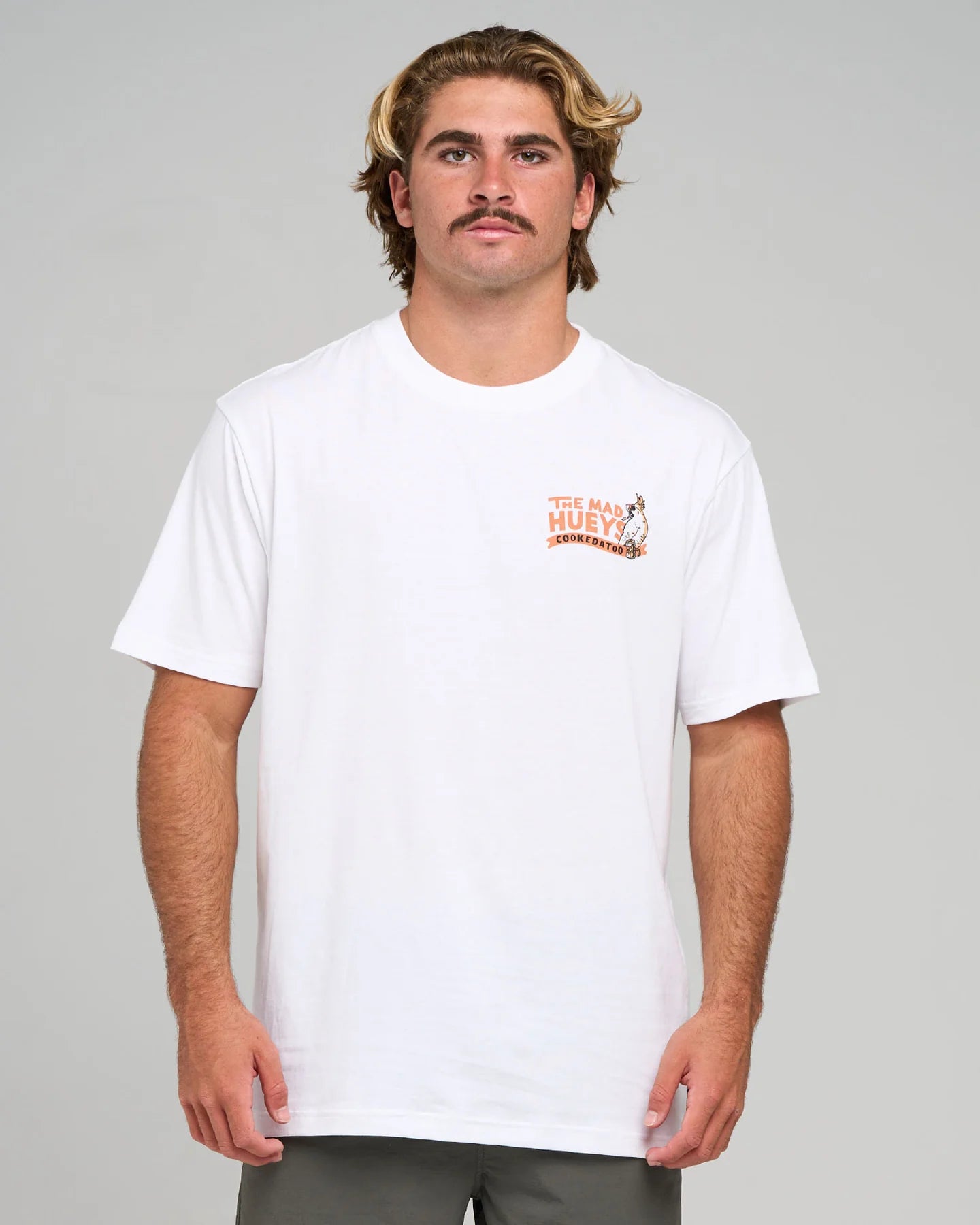THE MAD HUEYS COOKEDATOO AHOY MENS FISHING TEE COTTON SURF TSHIRT WHITE