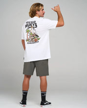THE MAD HUEYS COOKEDATOO AHOY MENS FISHING TEE COTTON SURF TSHIRT WHITE