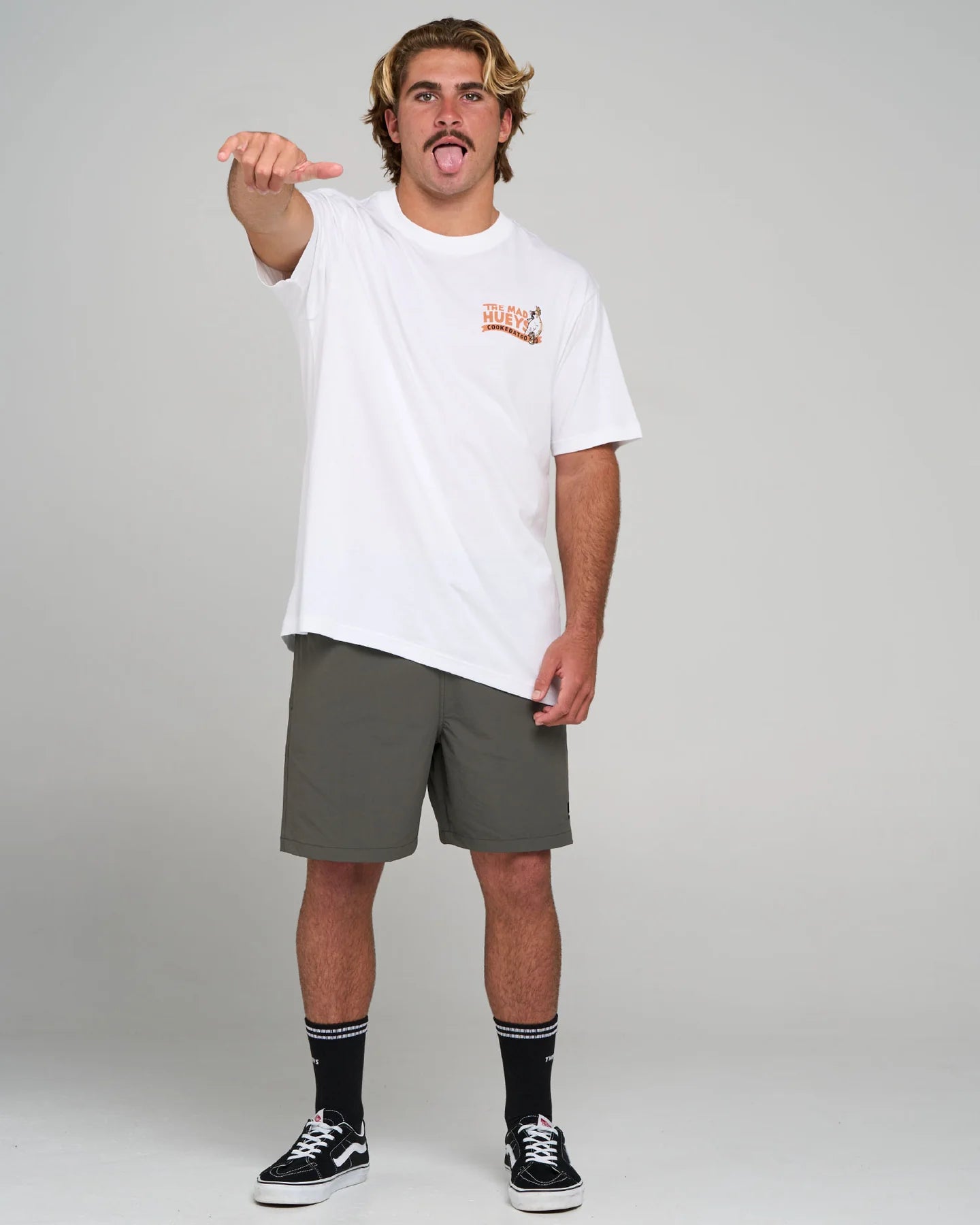 THE MAD HUEYS COOKEDATOO AHOY MENS FISHING TEE COTTON SURF TSHIRT WHITE