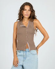 SILENT THEORY MARLEIGH KNIT TANK WOMENS BROWN