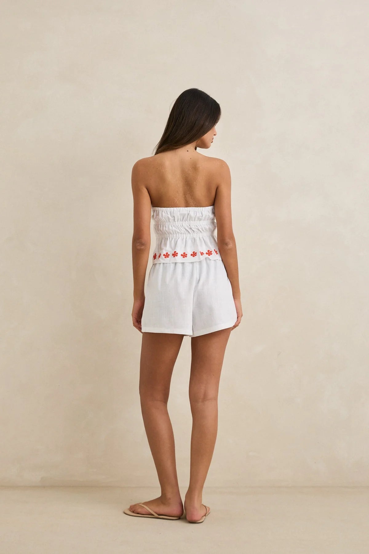 RHYTHM MELIA FLORAL EMBROIDERED SHORT WOMENS WHITE