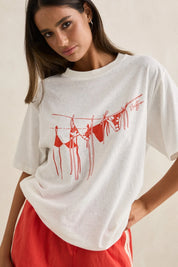RHYTHM MELIA OVERSIZED T SHIRT WOMENS GRAPHIC RED