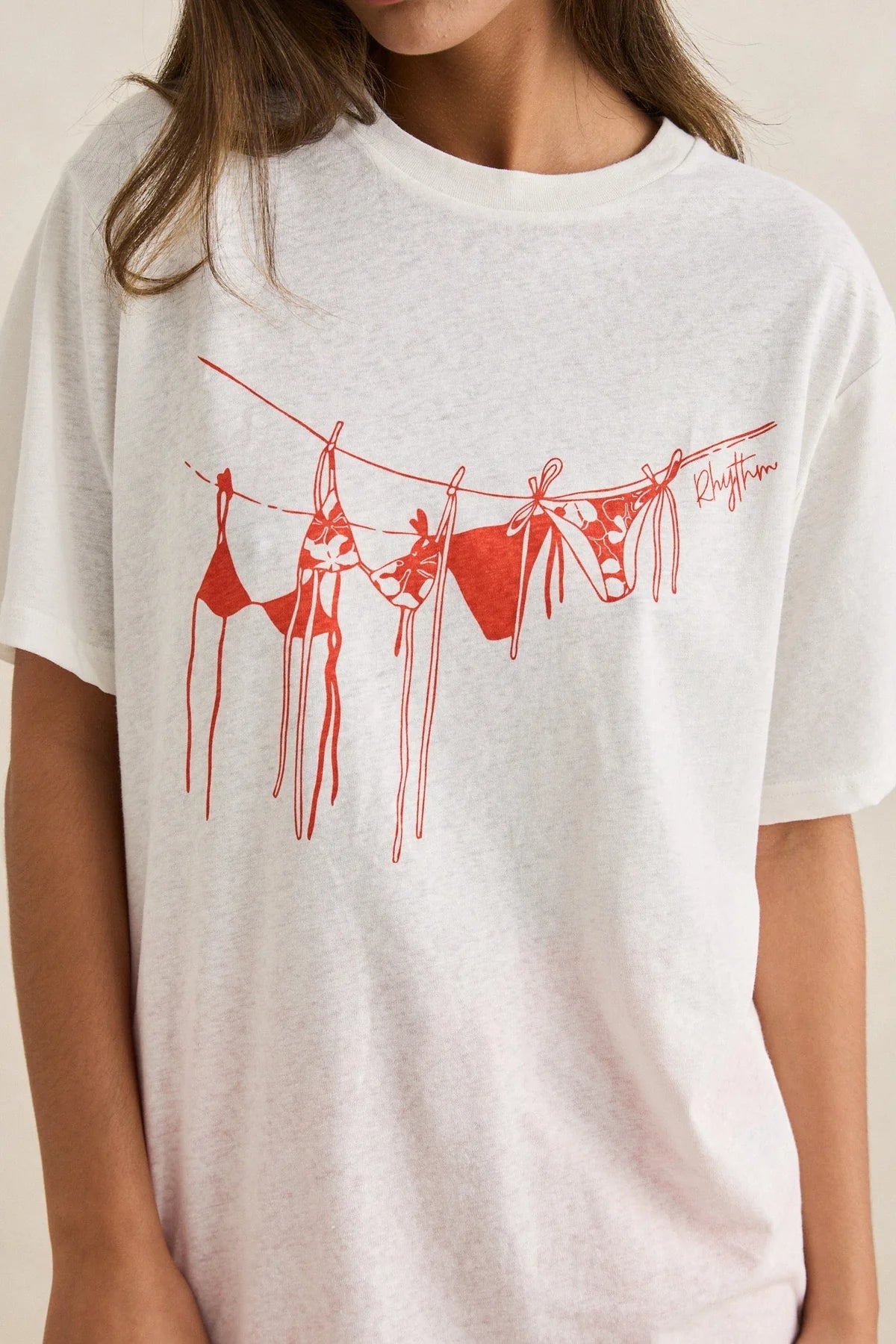 RHYTHM MELIA OVERSIZED T SHIRT WOMENS GRAPHIC RED