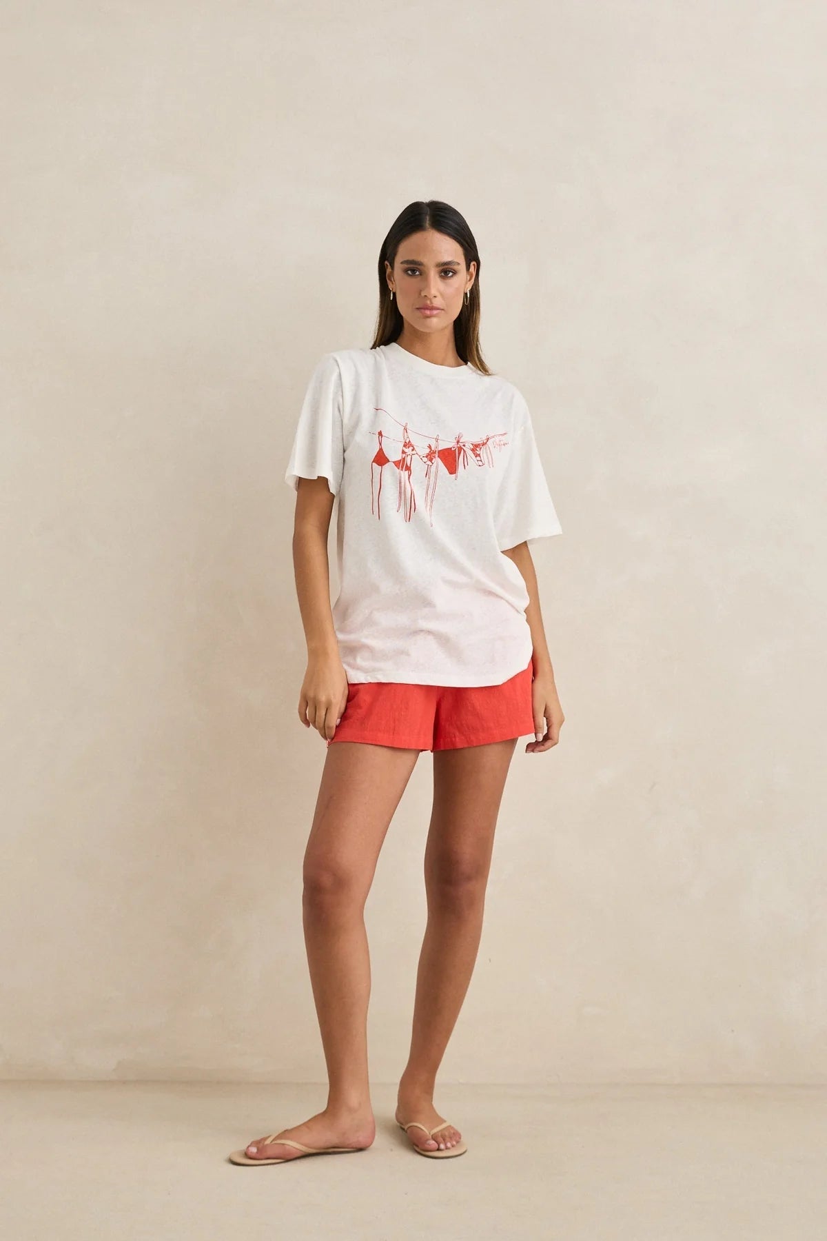 RHYTHM MELIA OVERSIZED T SHIRT WOMENS GRAPHIC RED