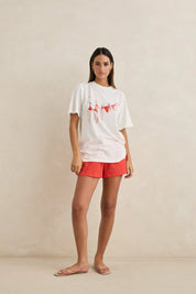 RHYTHM MELIA OVERSIZED T SHIRT WOMENS GRAPHIC RED