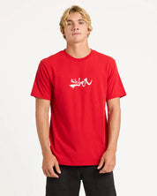 QUIKSILVER MENS QS IMPAIRED T-SHIRT SURF GRAPHIC SUMMER TEE SALSA RED