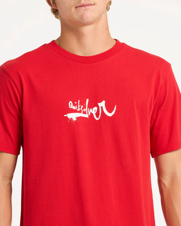 QUIKSILVER MENS QS IMPAIRED T-SHIRT SURF GRAPHIC SUMMER TEE SALSA RED