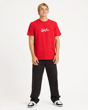 QUIKSILVER MENS QS IMPAIRED T-SHIRT SURF GRAPHIC SUMMER TEE SALSA RED