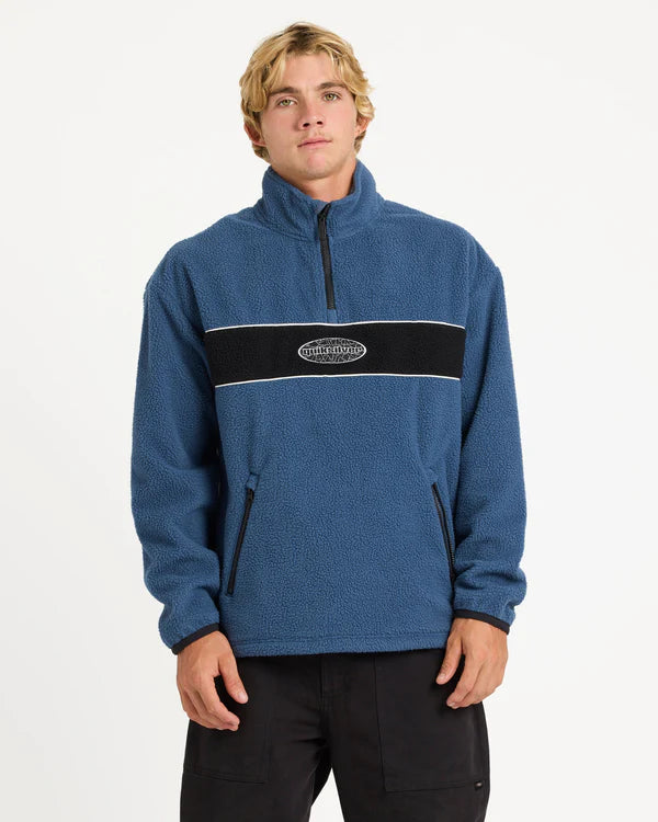 QUIKSILVER MERCURY PANEL 1/4 ZIP FLEECE JUMPER DARK DENIM
