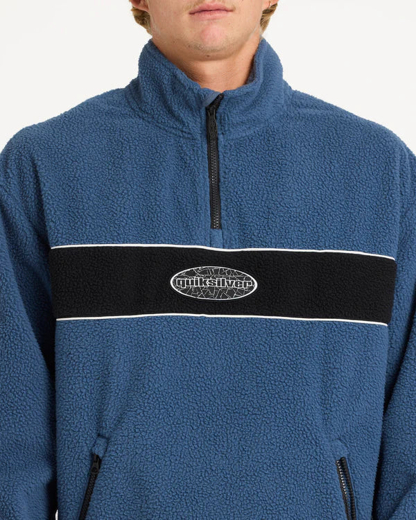 QUIKSILVER MERCURY PANEL 1/4 ZIP FLEECE JUMPER DARK DENIM