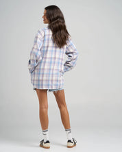 THE MAD HUEYS MERMAIDS DRINK FREE WOMENS OVERSIZED SHACKET COASTAL JACKET LAVENDER
