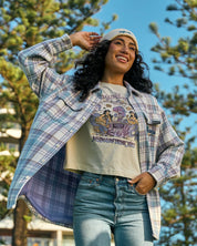 THE MAD HUEYS MERMAIDS DRINK FREE WOMENS OVERSIZED SHACKET COASTAL JACKET LAVENDER
