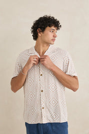 RHYTHM MOSAIC SS SHIRT MENS CUBAN COLLAR TOBACCO