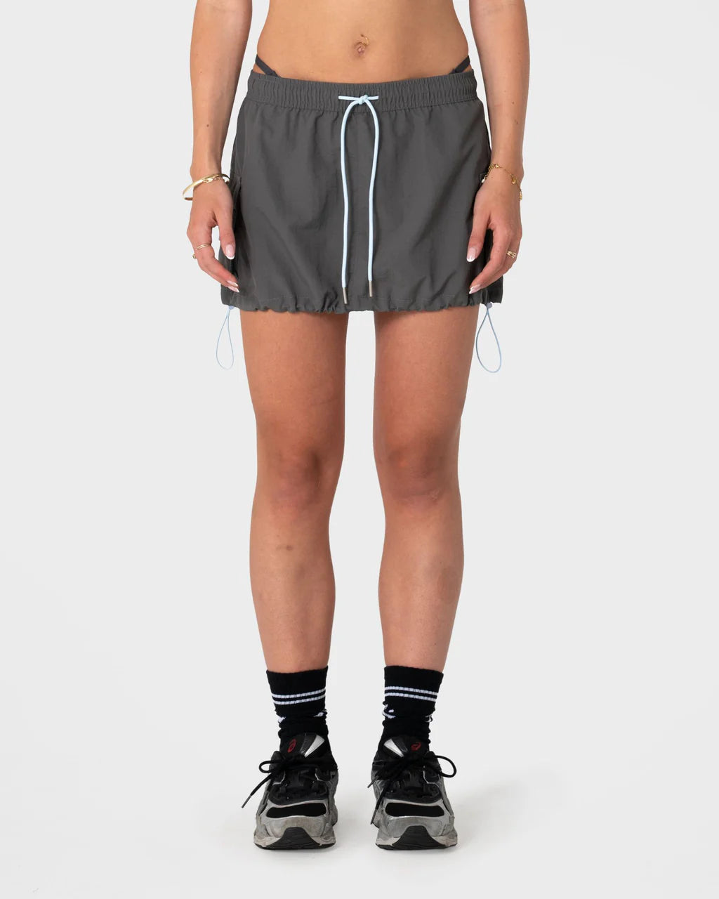 RUSTY NEW AGE LOW RISE MINI SKIRT WOMENS GREY BLUE