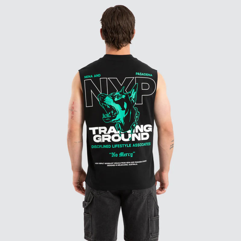 NXP CONRAD RAPTOR MUSCLE BOXY FIT MIDWEIGHT GRAPHIC SLEEVELESS STREETWEAR JET BLACK