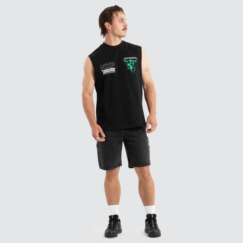 NXP CONRAD RAPTOR MUSCLE BOXY FIT MIDWEIGHT GRAPHIC SLEEVELESS STREETWEAR JET BLACK
