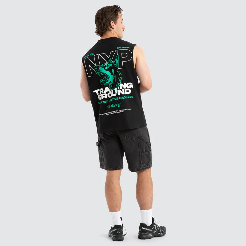 NXP CONRAD RAPTOR MUSCLE BOXY FIT MIDWEIGHT GRAPHIC SLEEVELESS STREETWEAR JET BLACK