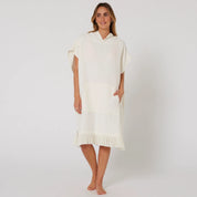 OCEAN & EARTH LADIES WAFFLE HOODED PONCHO – ANTIQUE WHITE