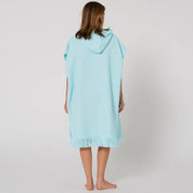 OCEAN & EARTH LADIES WAFFLE HOODED PONCHO – BLEACHED AQUA