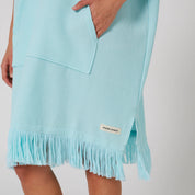 OCEAN & EARTH LADIES WAFFLE HOODED PONCHO – BLEACHED AQUA