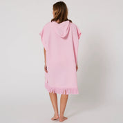 OCEAN & EARTH LADIES WAFFLE HOODED PONCHO – PINK SORBET