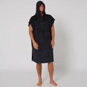 OCEAN & EARTH MENS SURF ESSENTIAL HOODED PONCHO – DULL BLACK