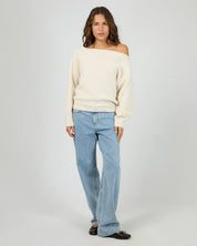 SILENT THEORY OFF SHOULDER KNIT JUMPER – OAT