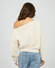 SILENT THEORY OFF SHOULDER KNIT JUMPER – OAT