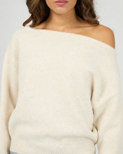 SILENT THEORY OFF SHOULDER KNIT JUMPER – OAT