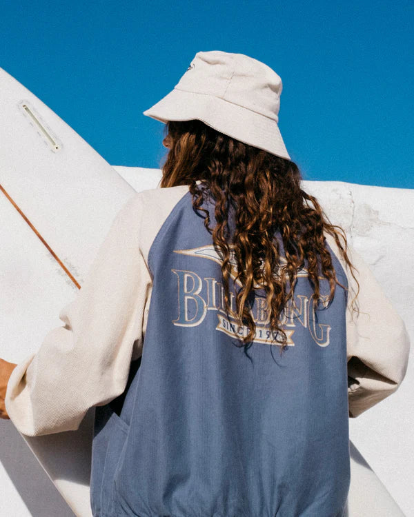 BILLABONG OG BURLEIGH WOMENS CORDUROY BOMBER JACKET STONE BLUE SURF JACKET