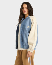 BILLABONG OG BURLEIGH WOMENS CORDUROY BOMBER JACKET STONE BLUE SURF JACKET