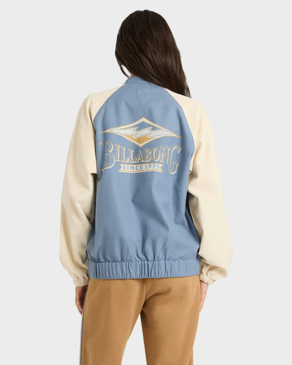 BILLABONG OG BURLEIGH WOMENS CORDUROY BOMBER JACKET STONE BLUE SURF JACKET