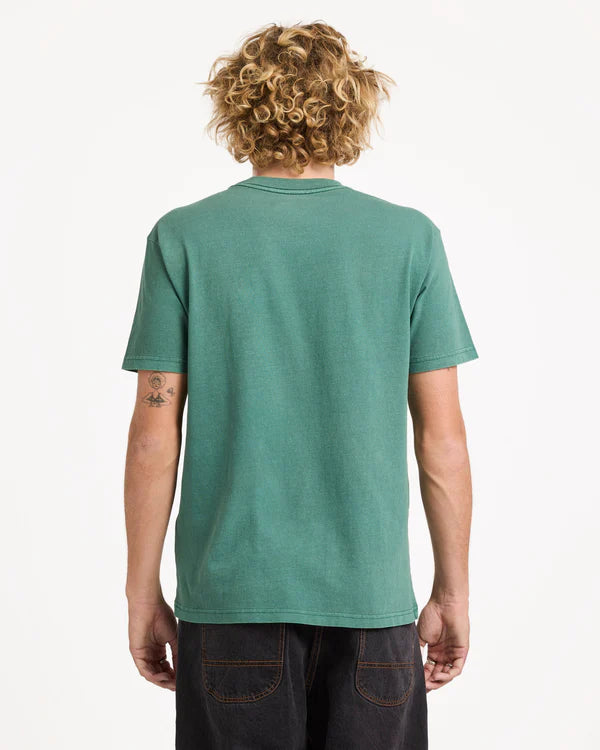 RVCA OLDE RVCA MENS T SHIRT GRASS GREEN SURF SKATE LOGO TEE