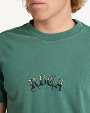 RVCA OLDE RVCA MENS T SHIRT GRASS GREEN SURF SKATE LOGO TEE