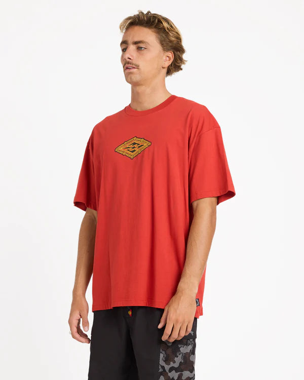 BILLABONG OTIS DIAMOND MENS GRAPHIC T SHIRT RED DIRT SURF TEE