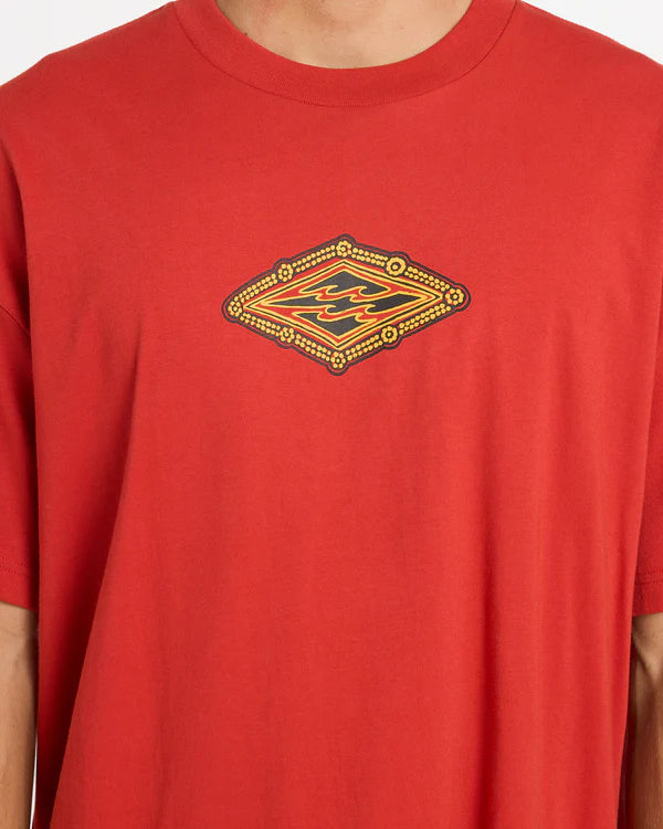 BILLABONG OTIS DIAMOND MENS GRAPHIC T SHIRT RED DIRT SURF TEE