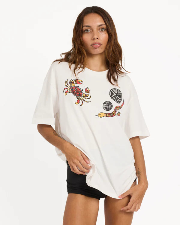 BILLABONG OTIS ESTUARY WOMENS GRAPHIC T SHIRT SALT CRYSTAL SURF TEE