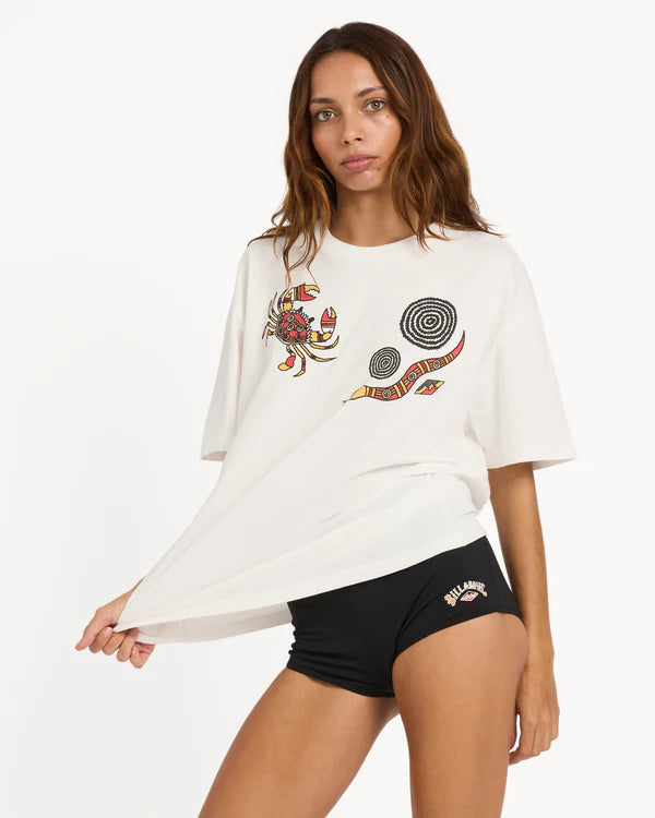 BILLABONG OTIS ESTUARY WOMENS GRAPHIC T SHIRT SALT CRYSTAL SURF TEE