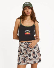 BILLABONG OTIS FLAG WOMENS TANK TOP BLACK GRAPHIC SURF SINGLET