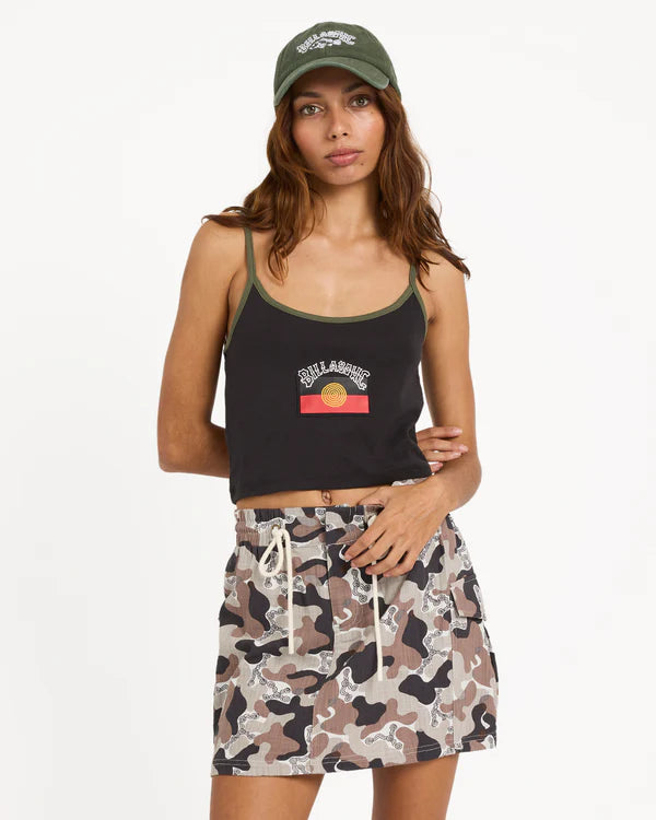 BILLABONG OTIS FLAG WOMENS TANK TOP BLACK GRAPHIC SURF SINGLET