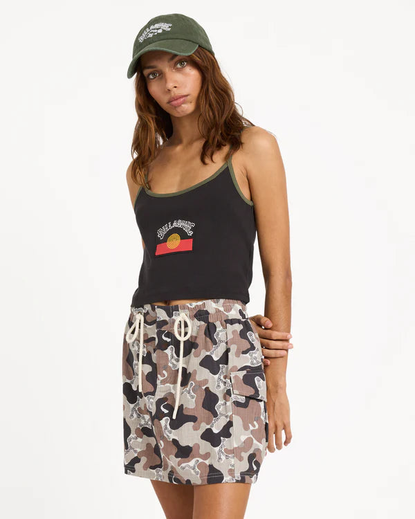 BILLABONG OTIS FLAG WOMENS TANK TOP BLACK GRAPHIC SURF SINGLET