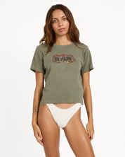 BILLABONG OTIS SNAKE WOMENS CROP T SHIRT PINE GRAPHIC SURF TEE